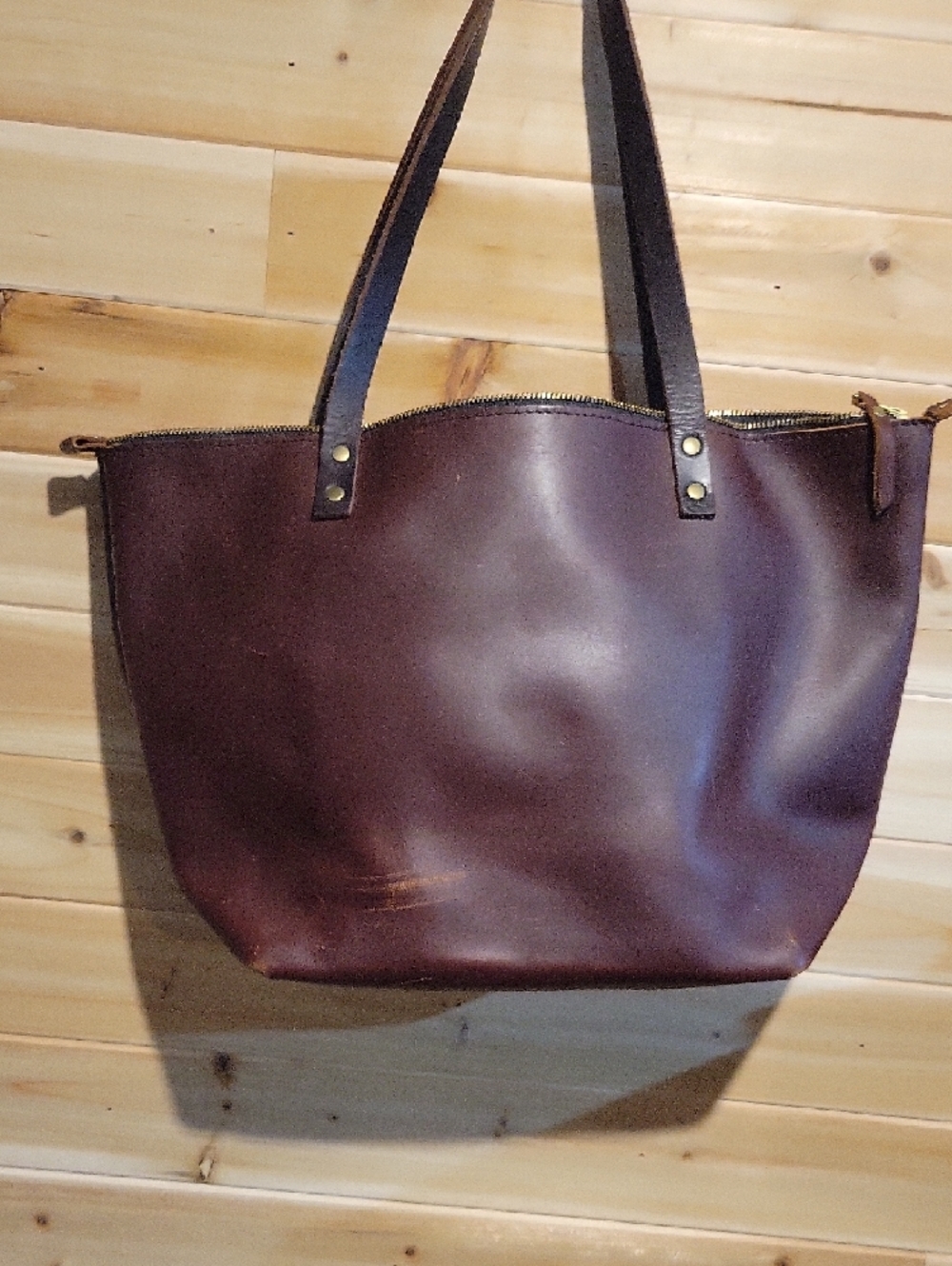 Portland Leather Dark Brown Tote with Front Pocket - Picture 7 of 11
